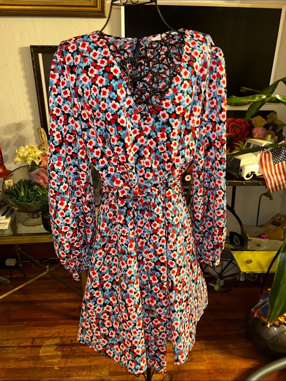 POPSUGAR Floral Wrap Dress in Blue and Red